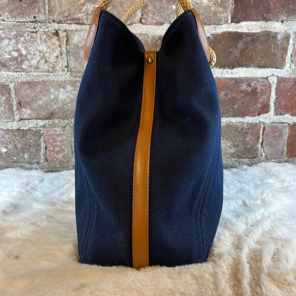 Michael Kors Isla Ring Canvas Shoulder Tote Bag Admiral Blue Purse - Picture 3 of 11